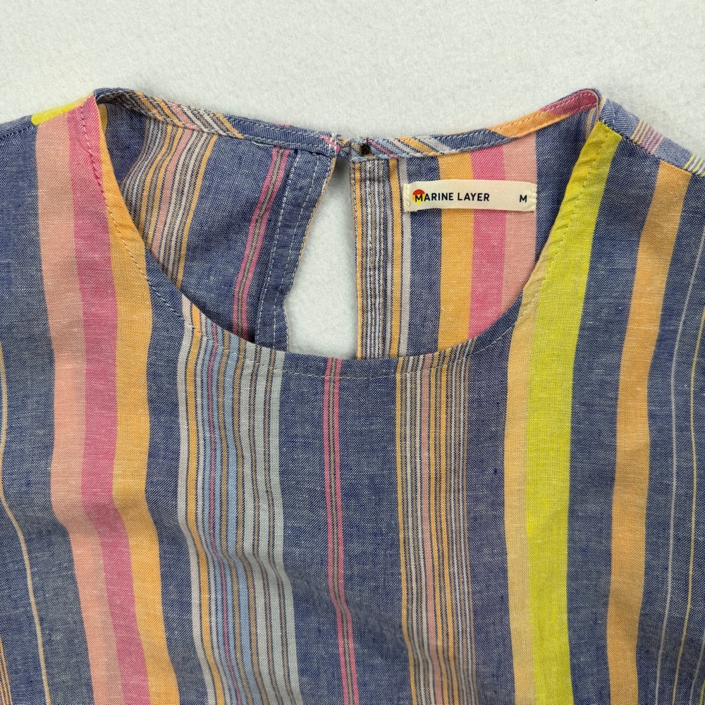 Marine Layer Women's Laney Stripe Flutter Sleeve Mini Dress Multi Medium - Picture 7 of 9